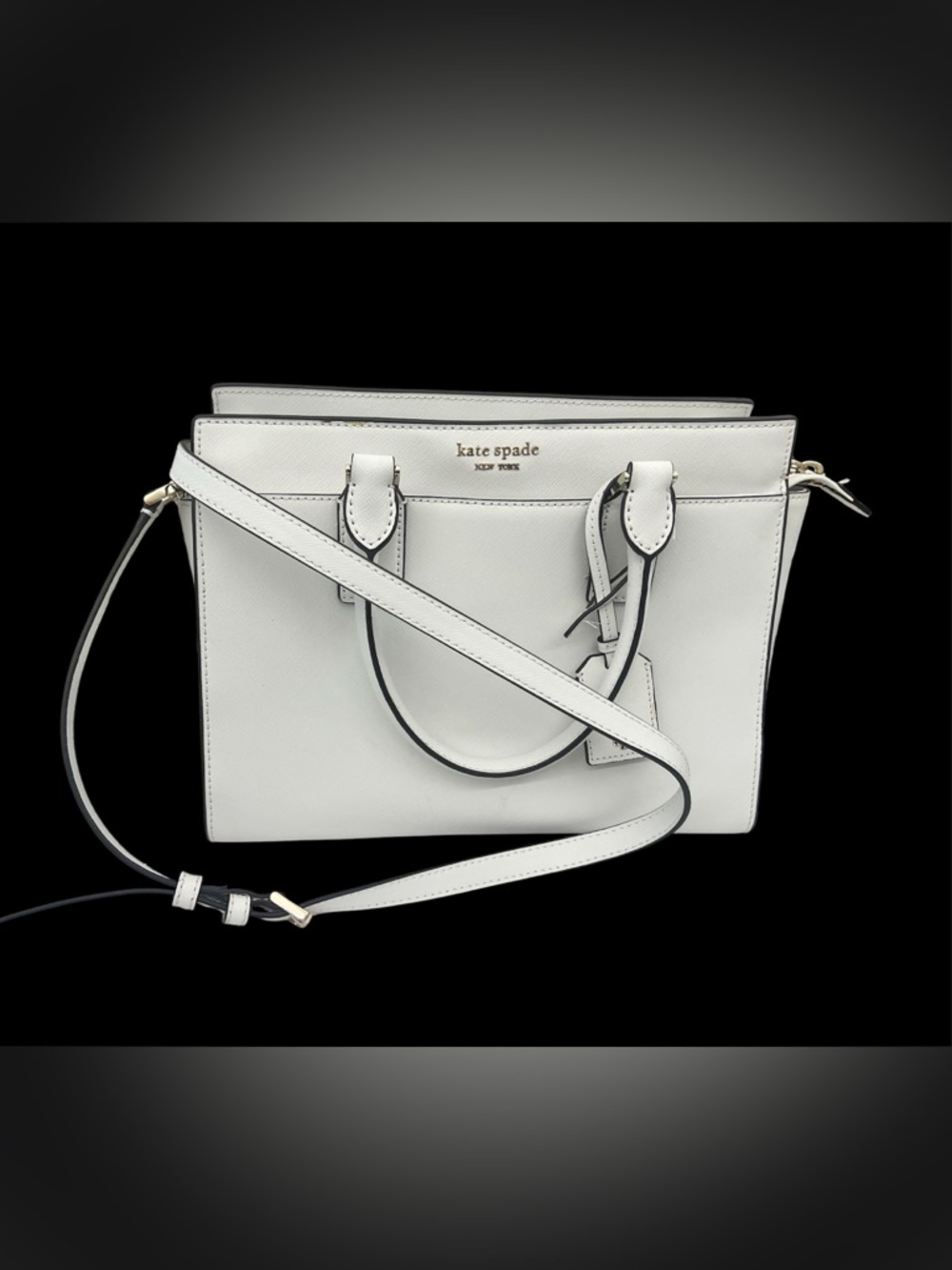 kate spade White Leather Satchel with Crossbody Strap